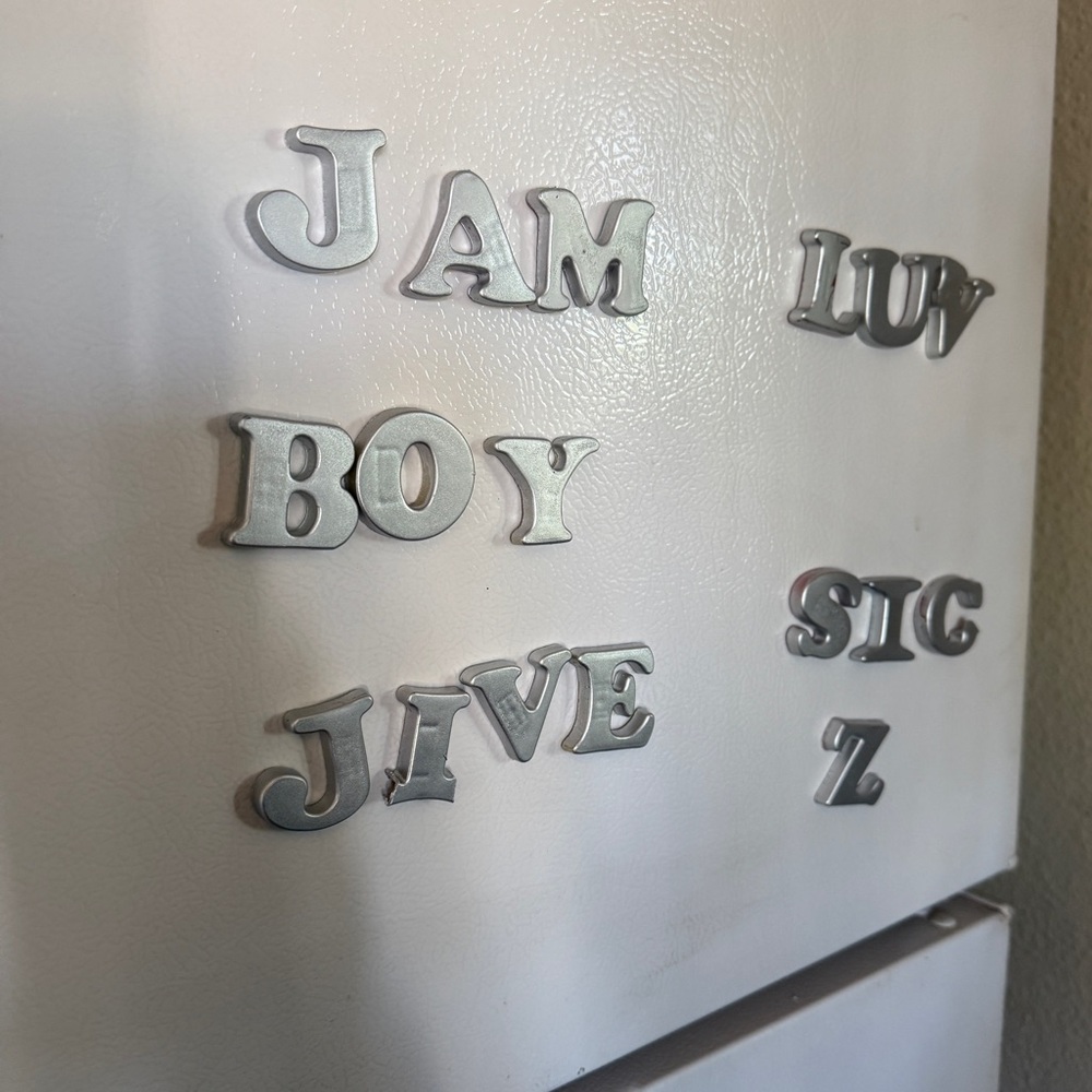 Silver painted Alphabet Wall Decor Letters fridge refrigerator magnets